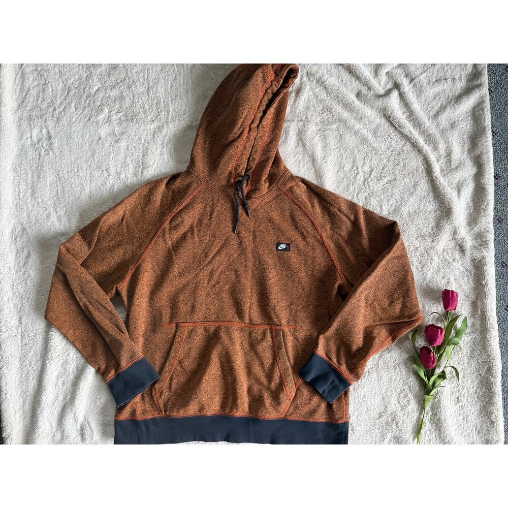 Nike Hooded Sweatshirt Orange and Black Size XL